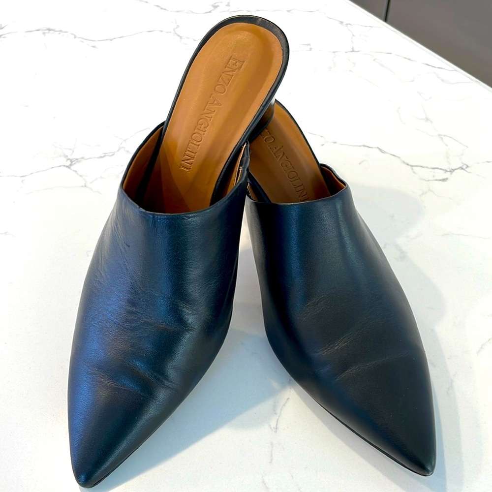 Enzo Angiolini black leather mules size 8